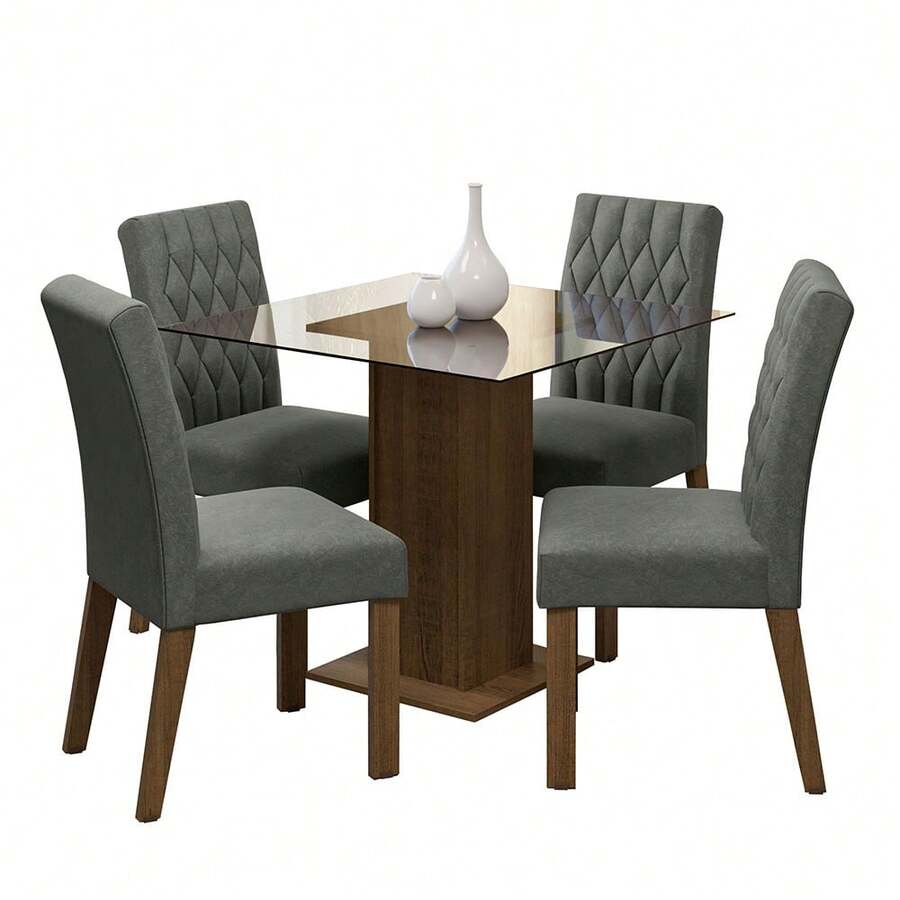 Madesa Comedor Mesa Cristal 4 Sillas