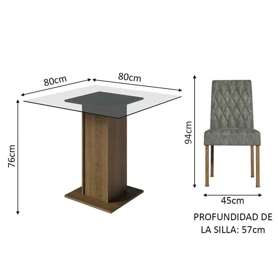 Madesa Comedor Mesa Cristal 4 Sillas