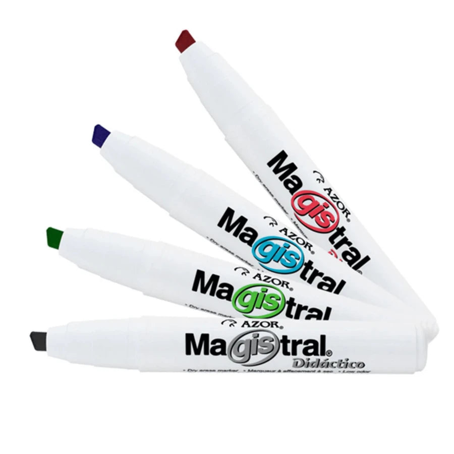 Set de 4 Marcadores Magistrales Didácticos para Pizarrón Blanco