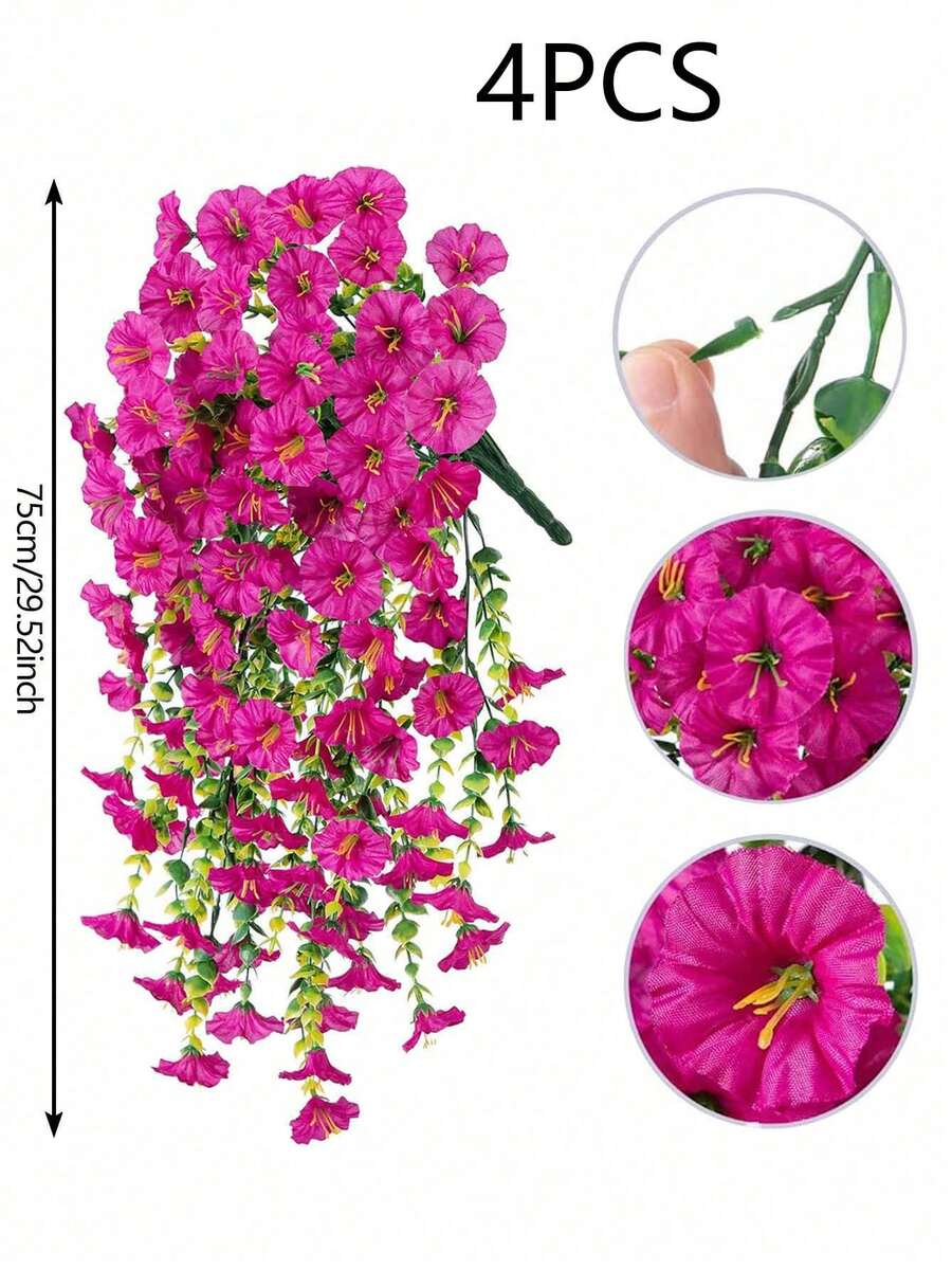 Flores artificiales colgantes de seda y hojas de eucalipto