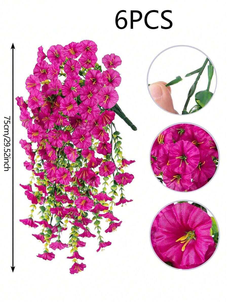 Flores artificiales colgantes de seda y hojas de eucalipto