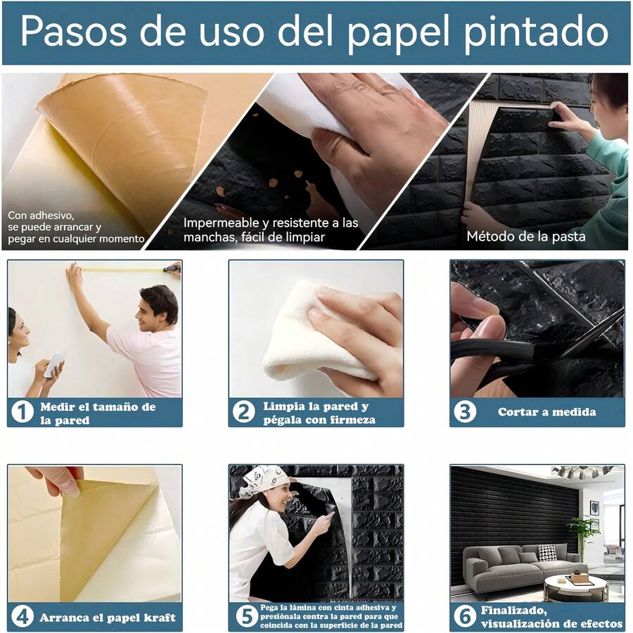 20 paneles de pared 3D para despegar y pegar