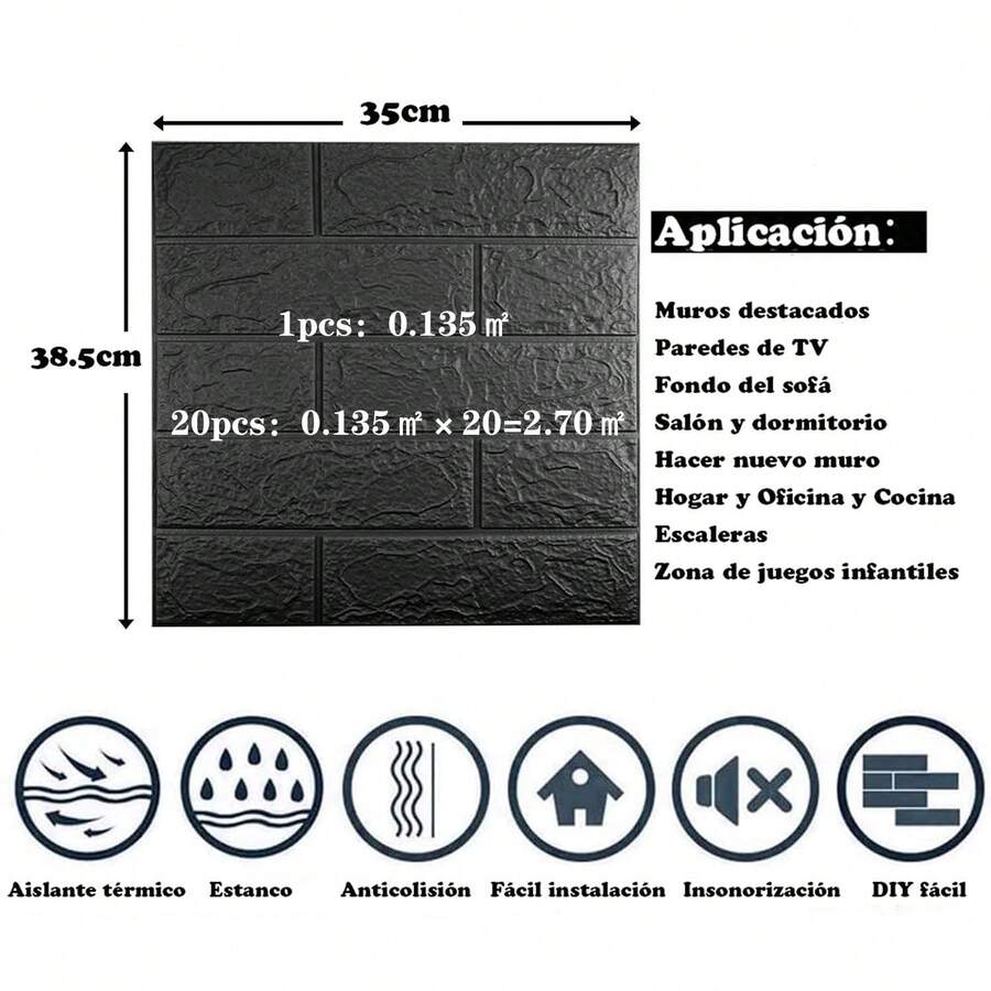 20 paneles de pared 3D para despegar y pegar