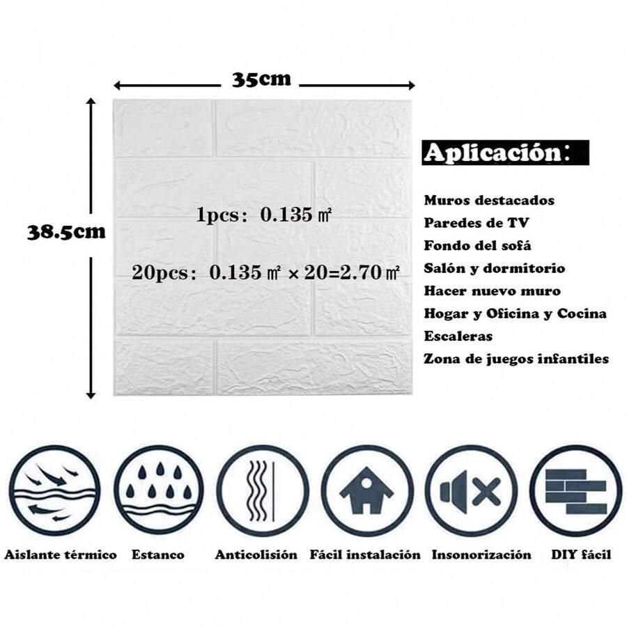 20 paneles de pared 3D para despegar y pegar