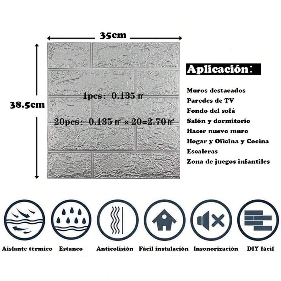 20 paneles de pared 3D para despegar y pegar