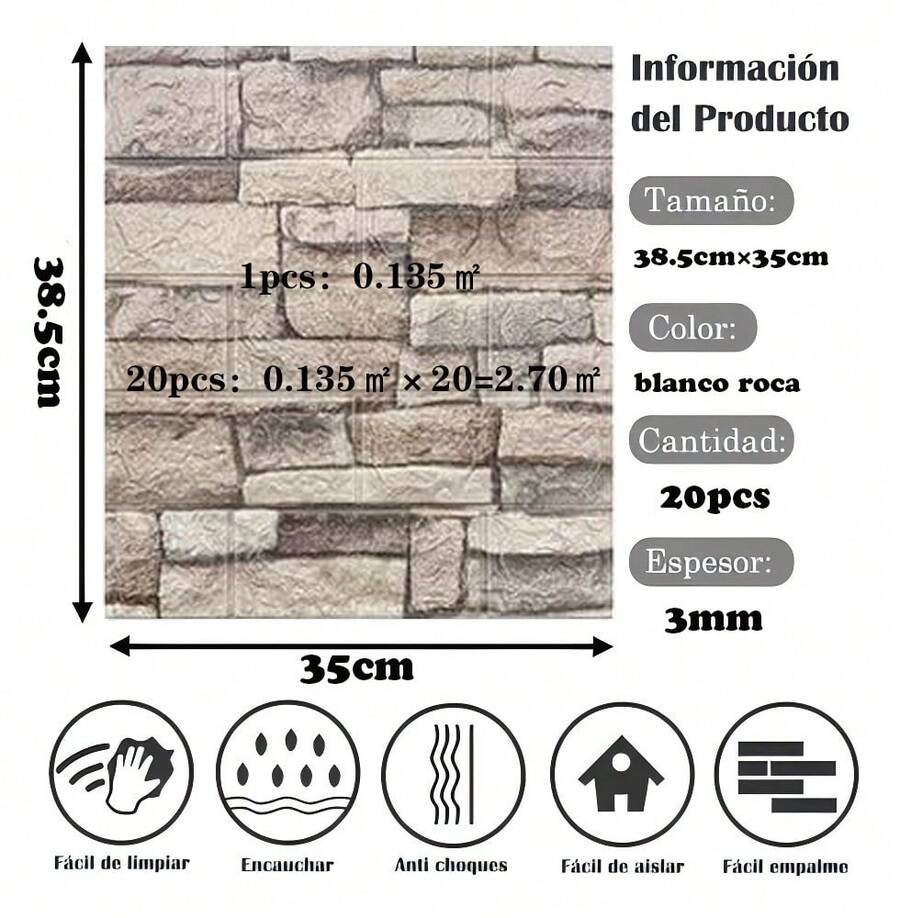20 paneles de pared 3D para despegar y pegar