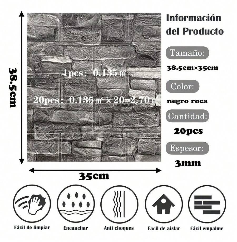 20 paneles de pared 3D para despegar y pegar