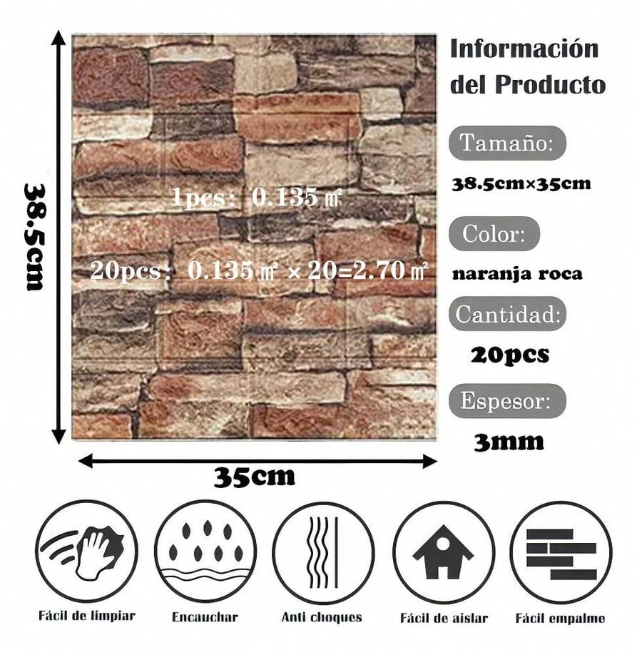 20 paneles de pared 3D para despegar y pegar