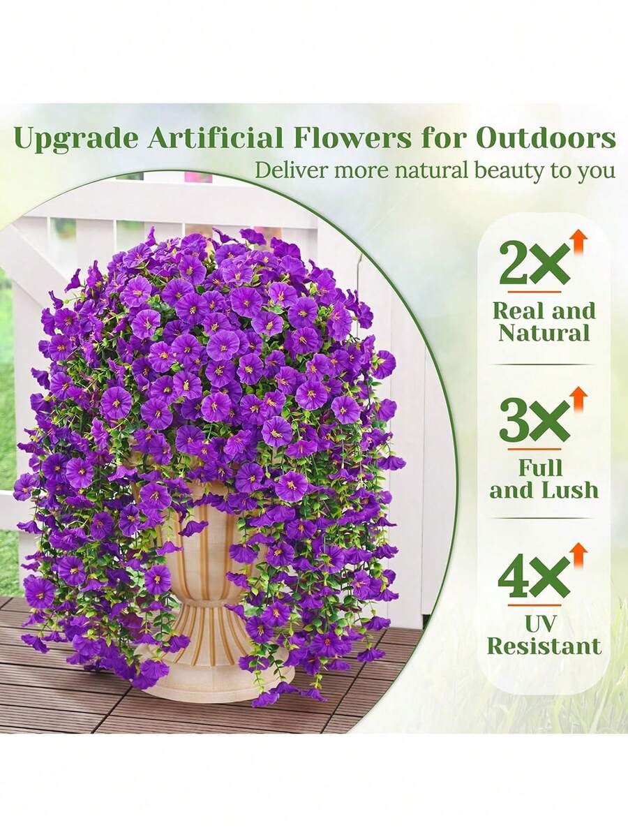 Flores artificiales colgantes de seda y hojas de eucalipto