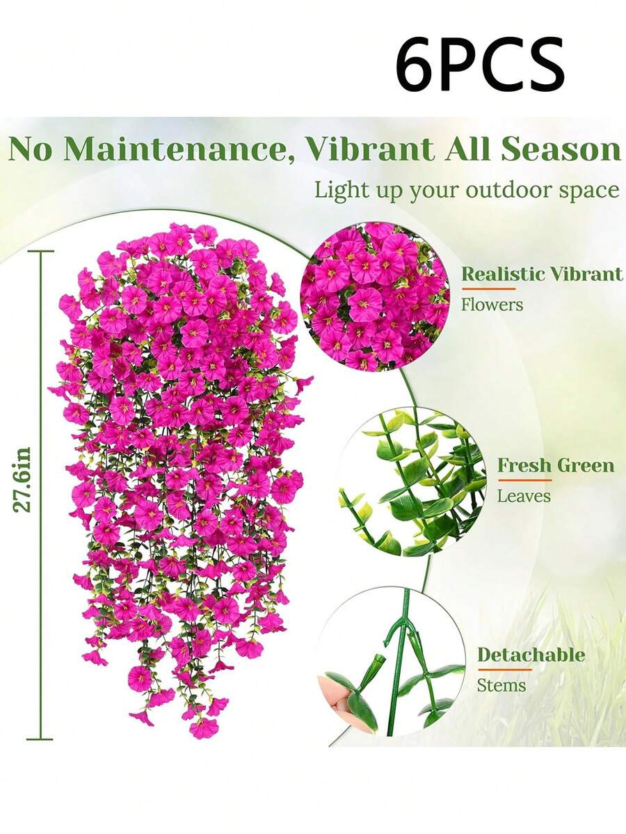 Flores artificiales colgantes de seda y hojas de eucalipto