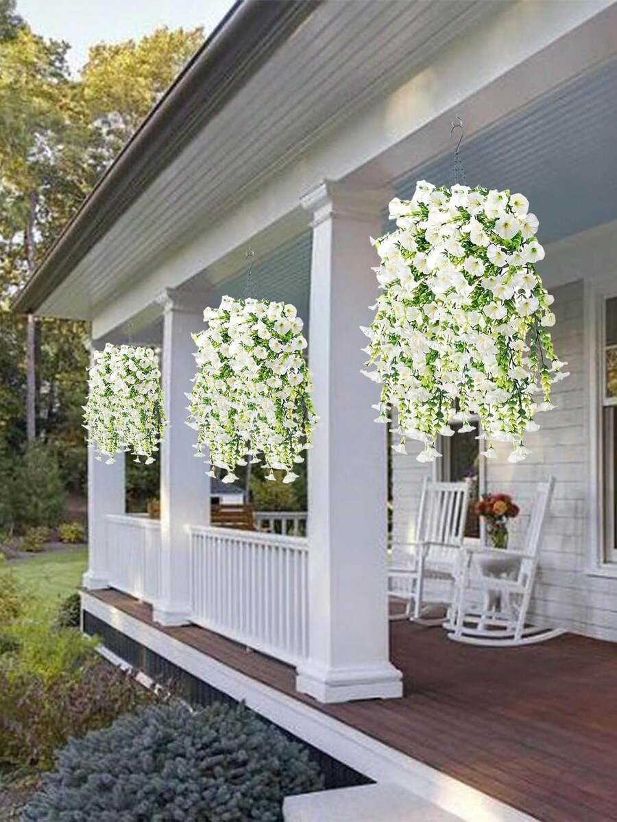 Flores artificiales colgantes de seda y hojas de eucalipto