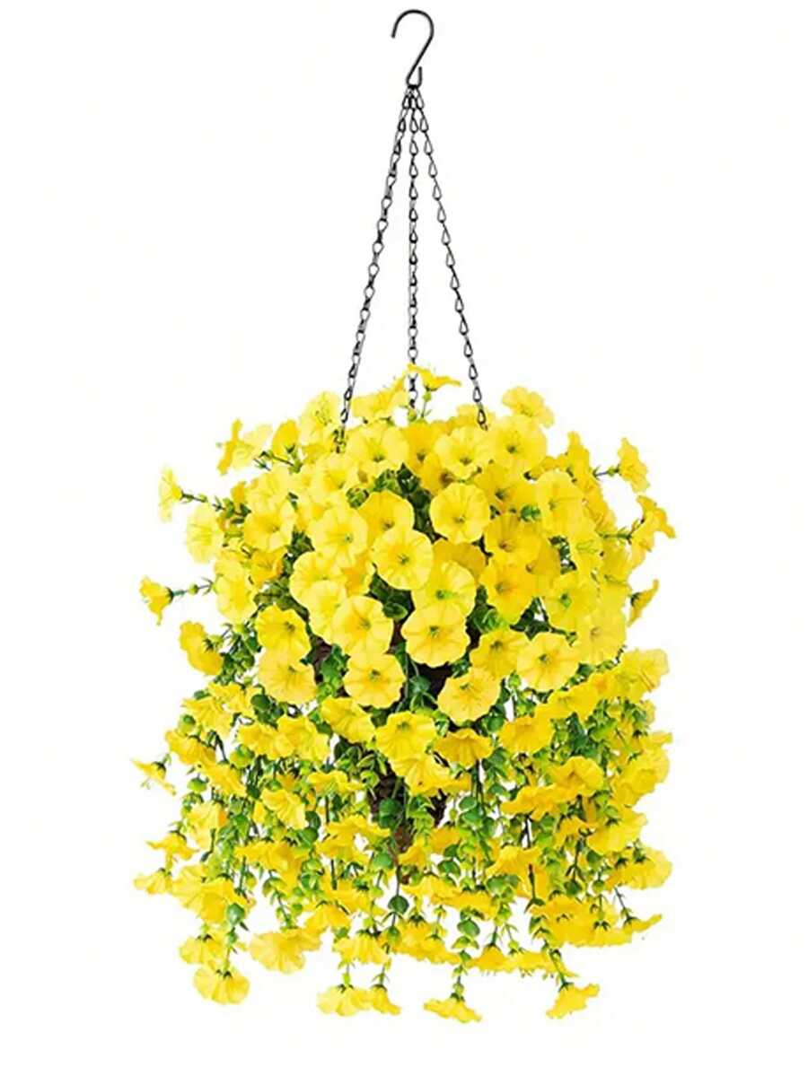 Flores artificiales colgantes de seda y hojas de eucalipto