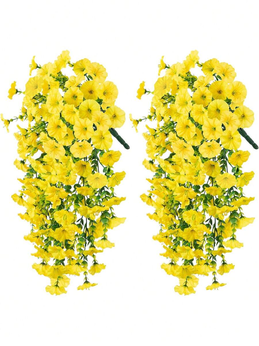 Flores artificiales colgantes de seda y hojas de eucalipto