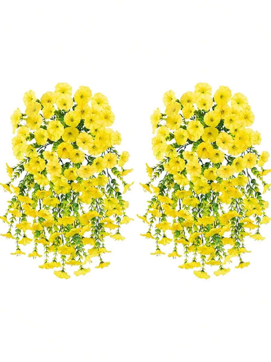 Flores artificiales colgantes de seda y hojas de eucalipto