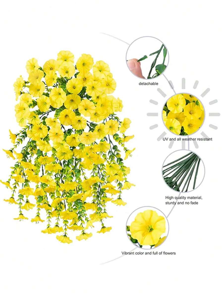 Flores artificiales colgantes de seda y hojas de eucalipto