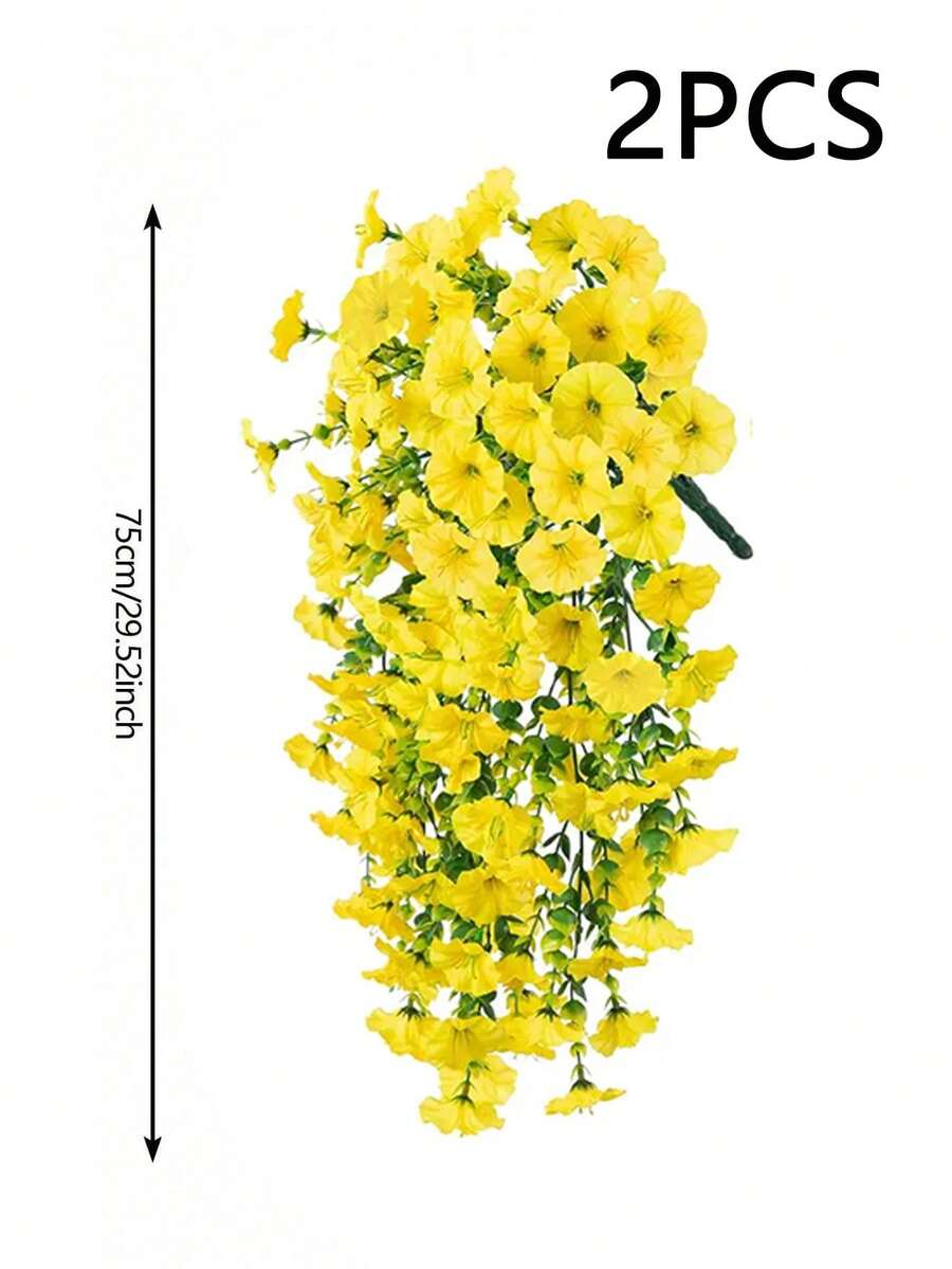 Flores artificiales colgantes de seda y hojas de eucalipto