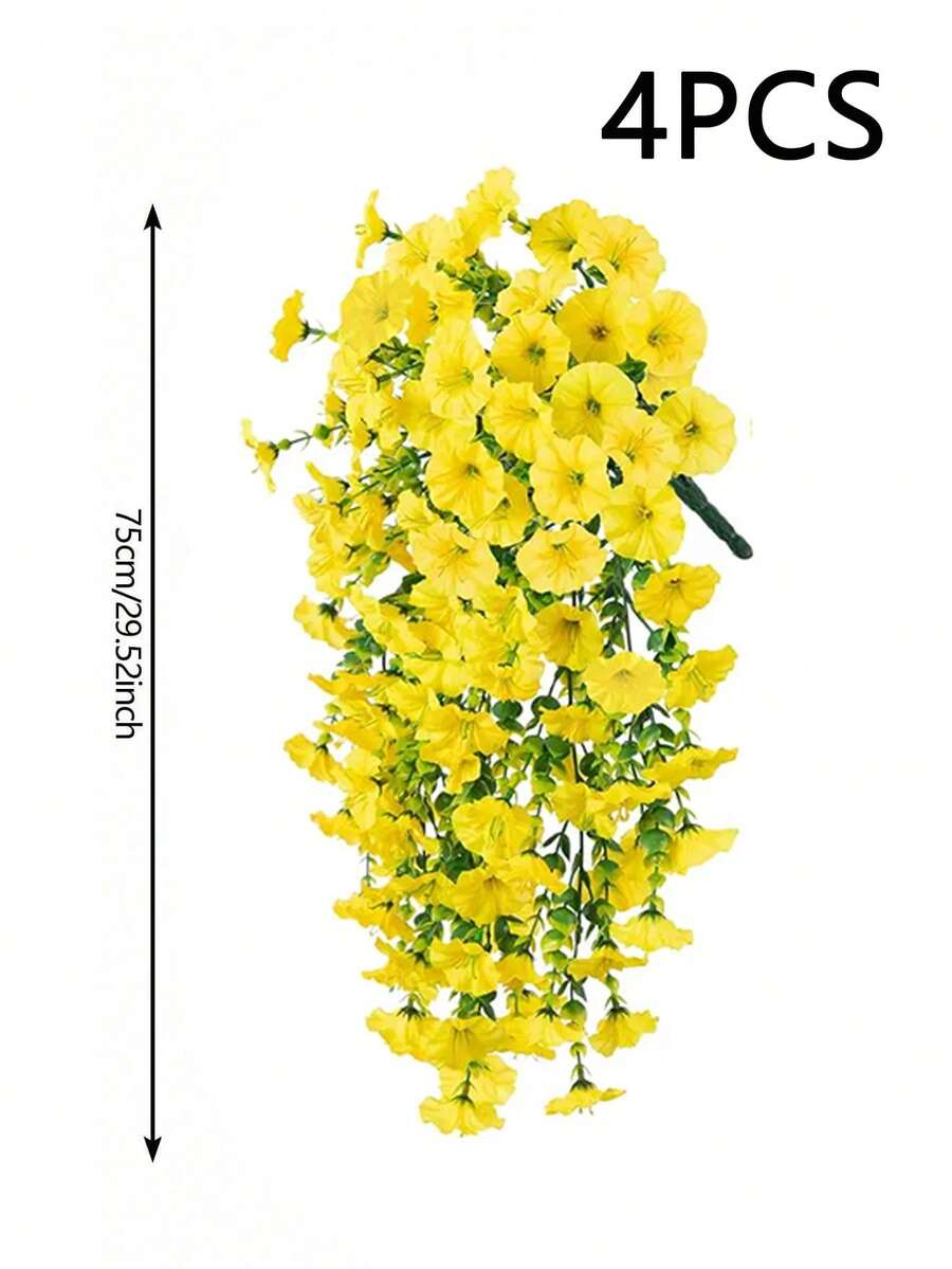 Flores artificiales colgantes de seda y hojas de eucalipto