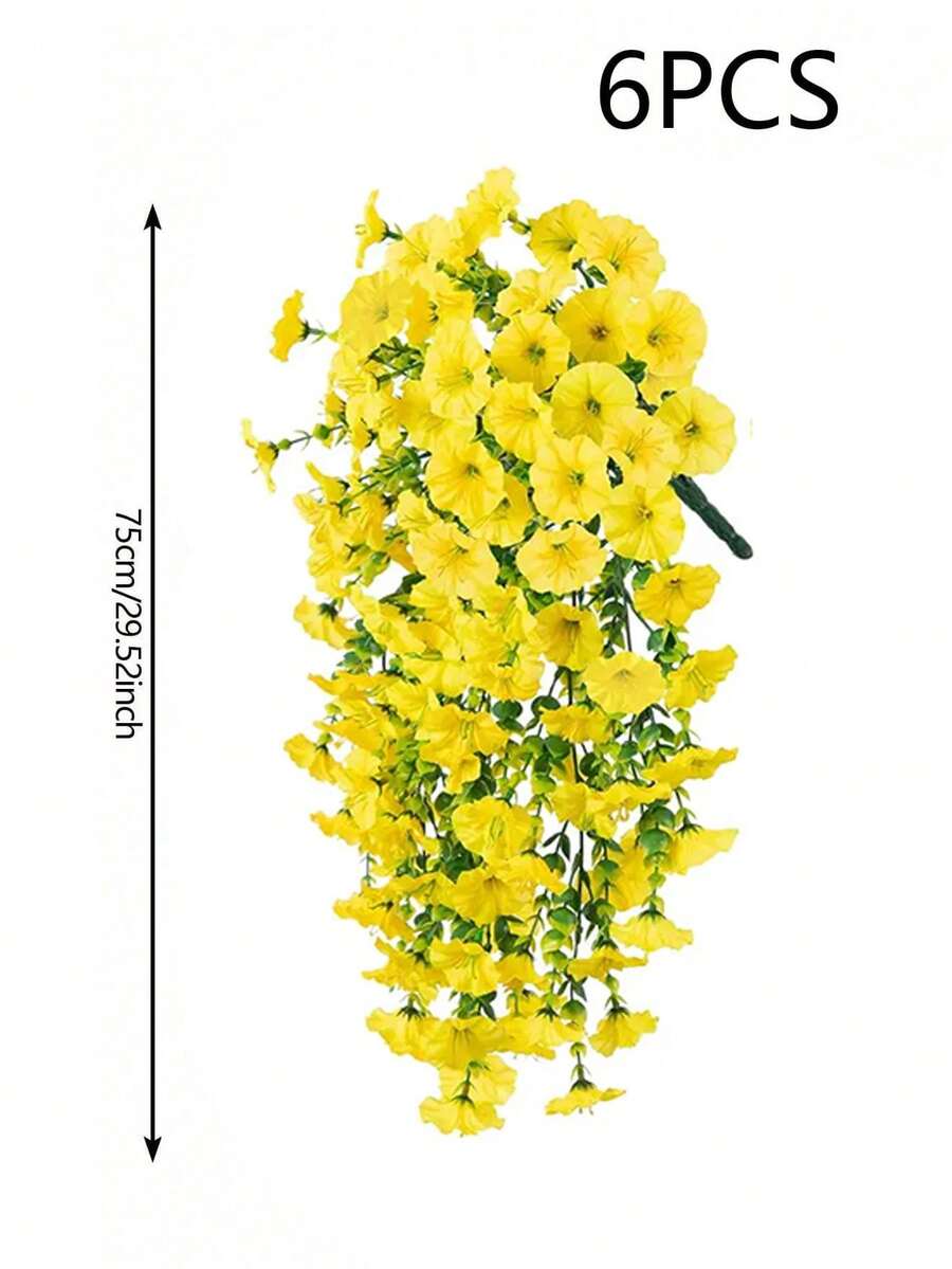 Flores artificiales colgantes de seda y hojas de eucalipto