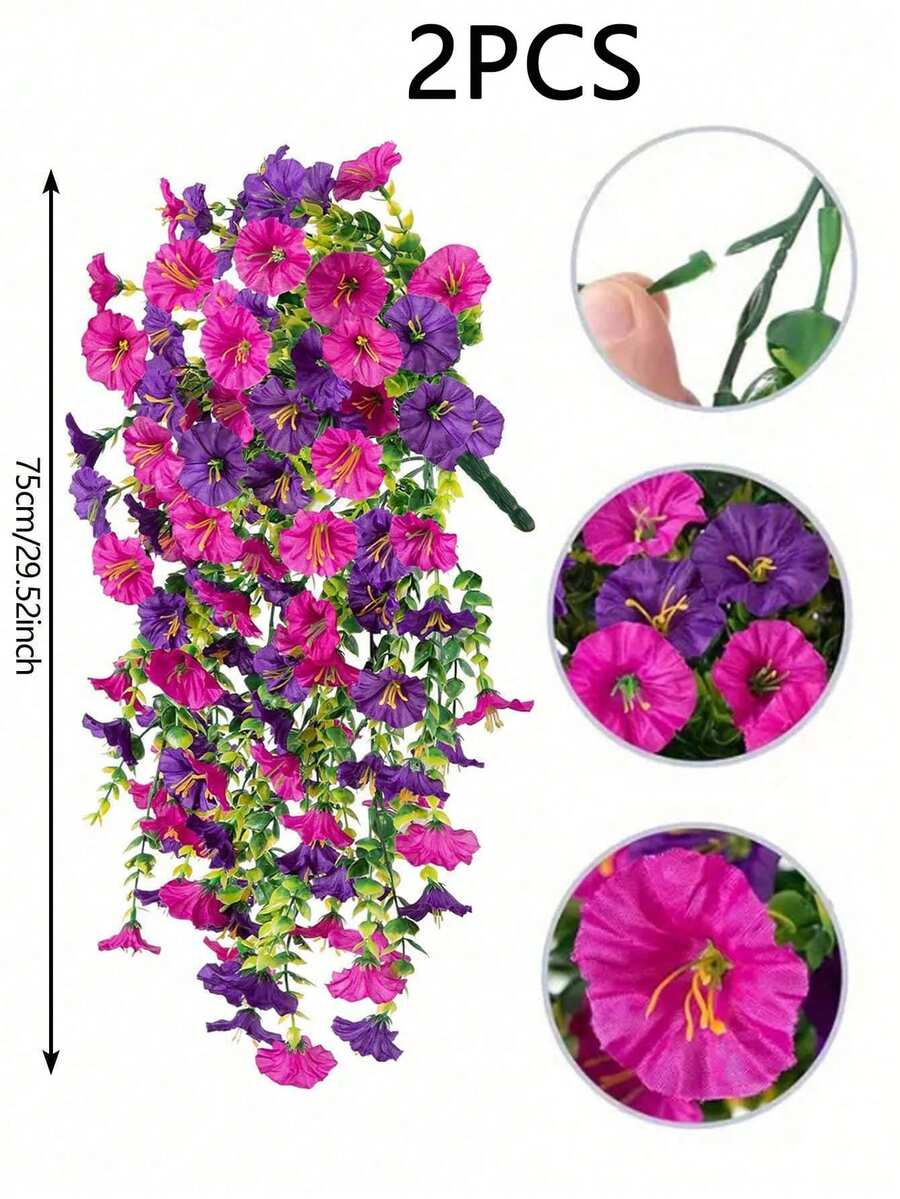 Flores artificiales colgantes de seda y hojas de eucalipto