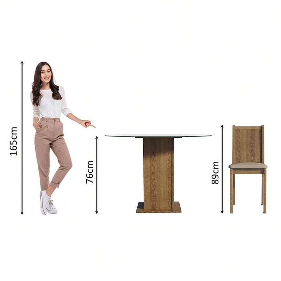 Juego de Comedor con Mesa Redonda y 4 Sillas