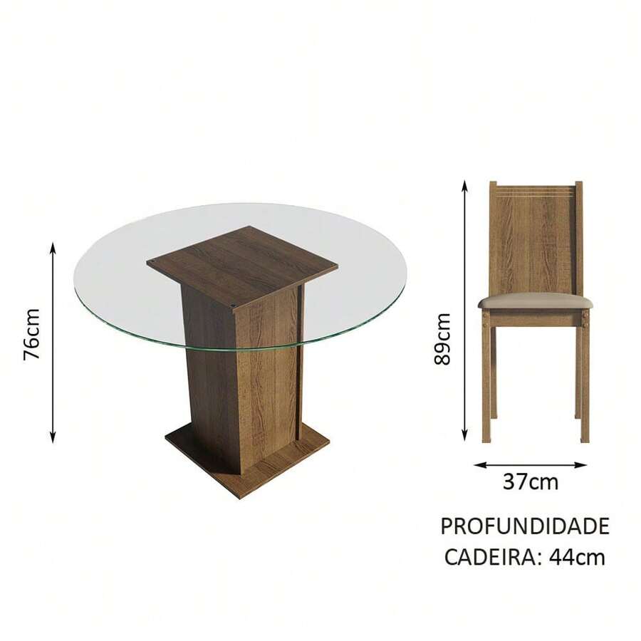 Juego de Comedor con Mesa Redonda y 4 Sillas