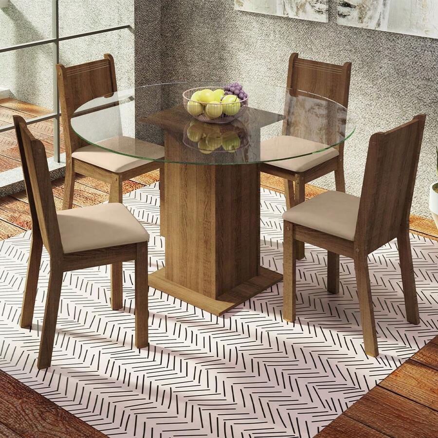 Juego de Comedor con Mesa Redonda y 4 Sillas