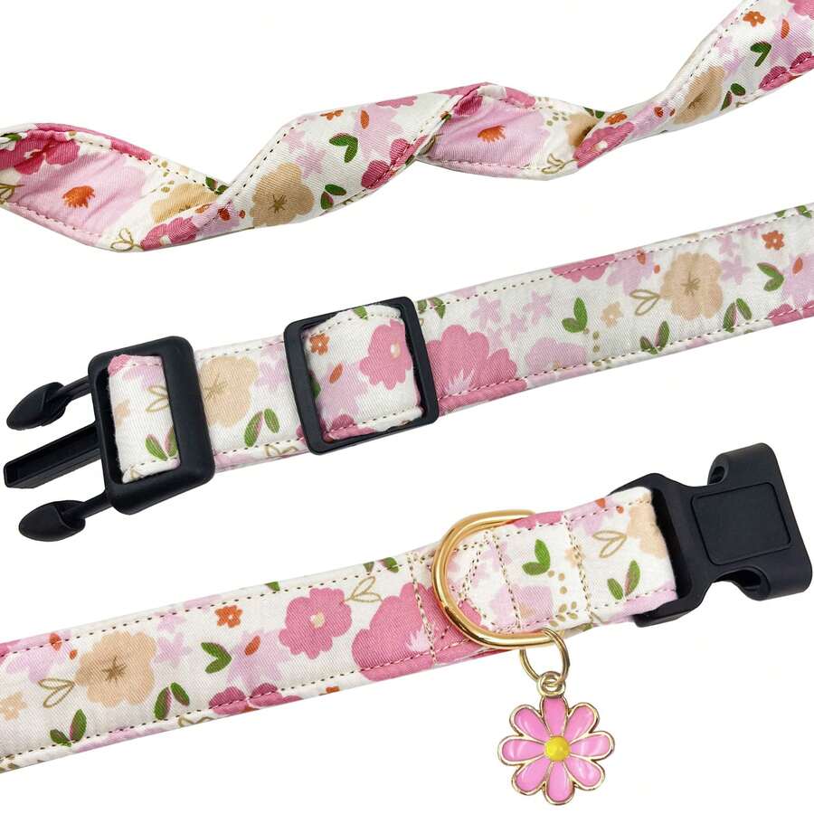 Collar de perro con estampado floral