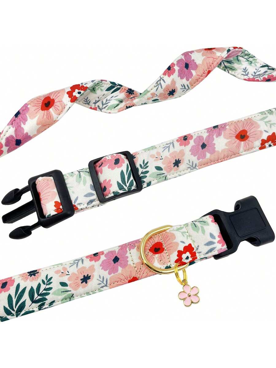 Collar de perro con estampado floral