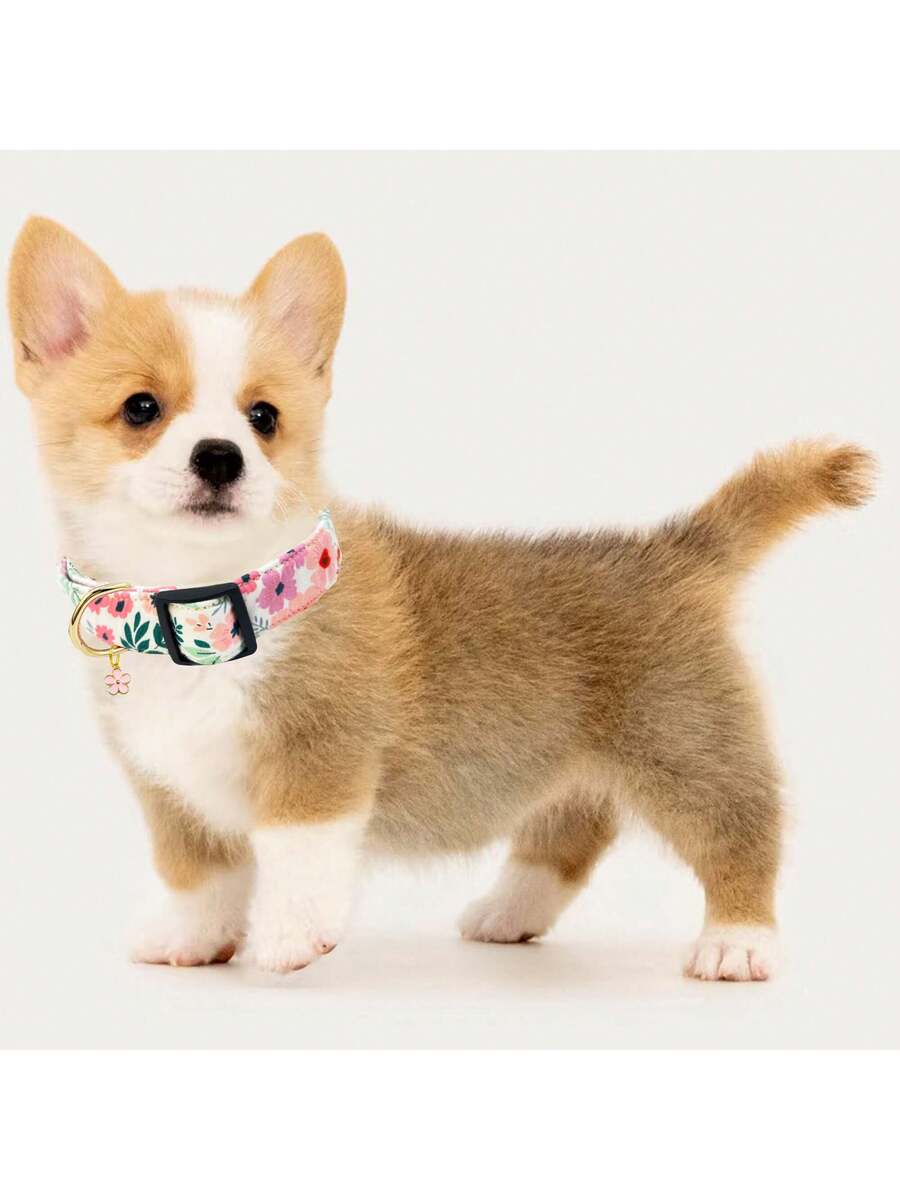 Collar de perro con estampado floral