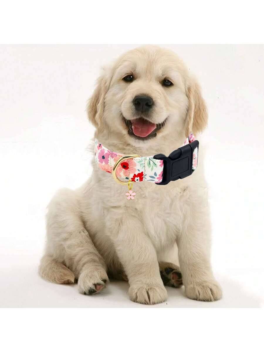 Collar de perro con estampado floral