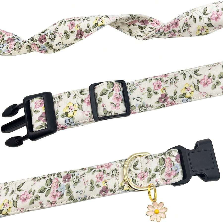 Collar de perro con estampado floral