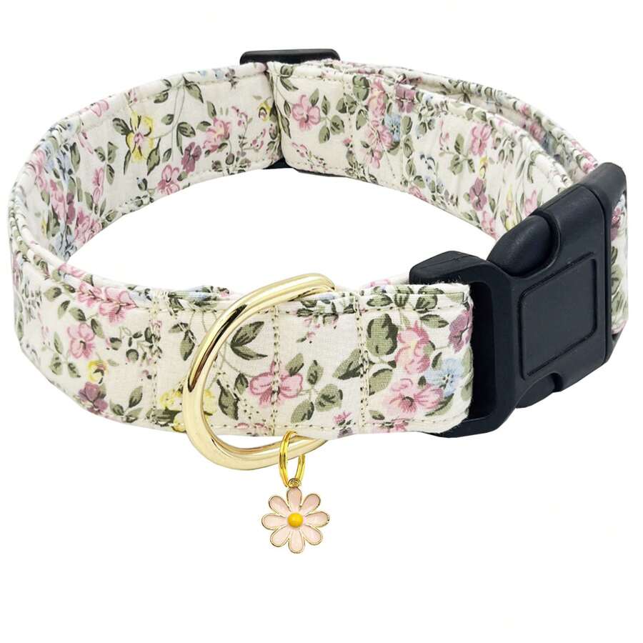 Collar de perro con estampado floral