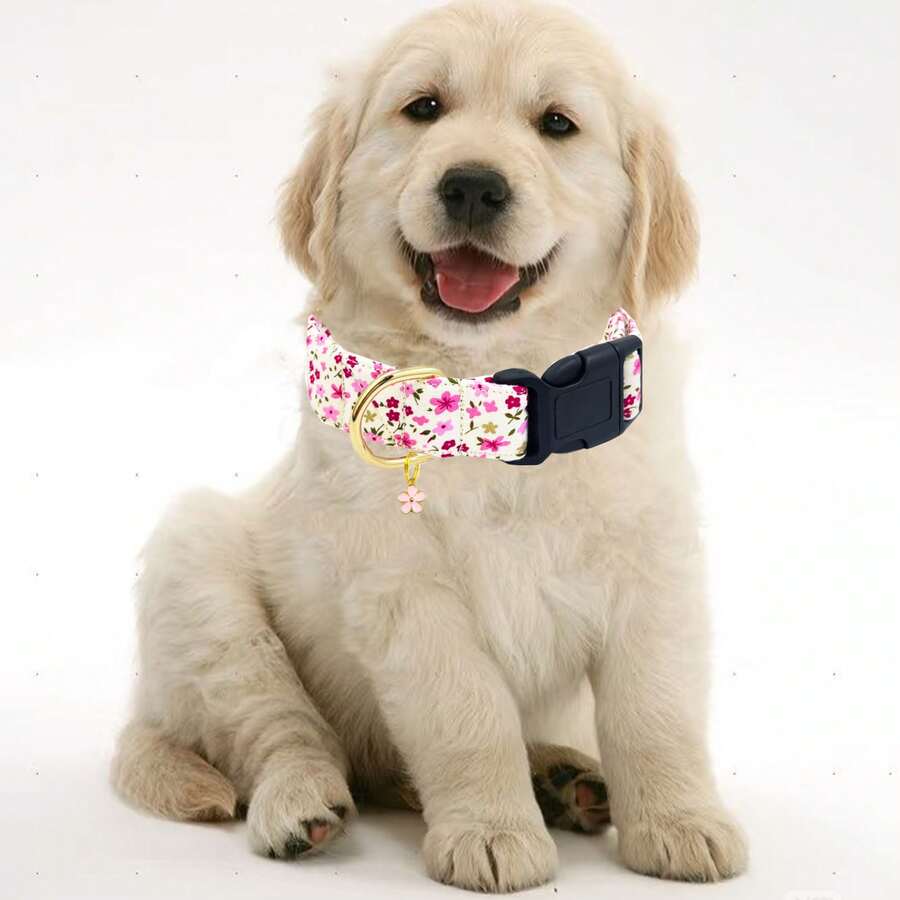 Collar de perro con estampado floral