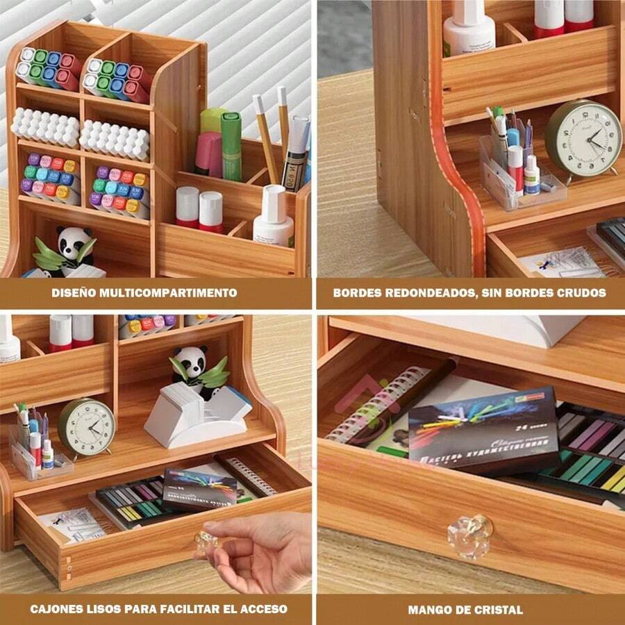 Organizador de escritorio de madera moderno con cajón