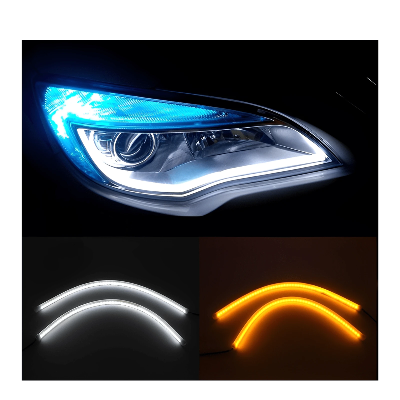 60cm Par Tira Led Drl Flexible Direccional Secuencial Auto/Moto Universal