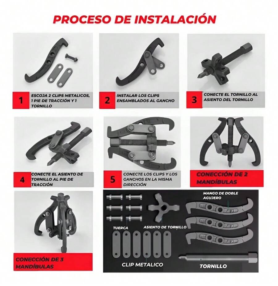 Extractor Engranes Poleas Reversible Automotriz Forja 3 Brazos 6 Pulgadas