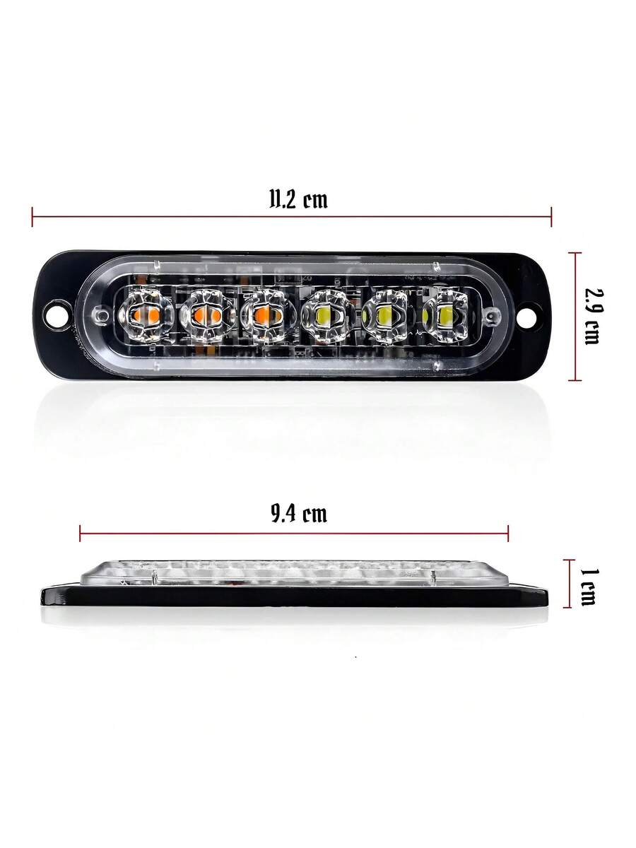 2 pzs Faro Led Patrulla Escolta Barra Lateral Estrobo
