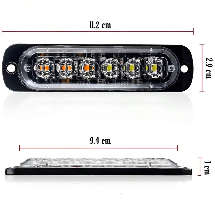 2 pzs Faro Led Patrulla Escolta Barra Lateral Estrobo