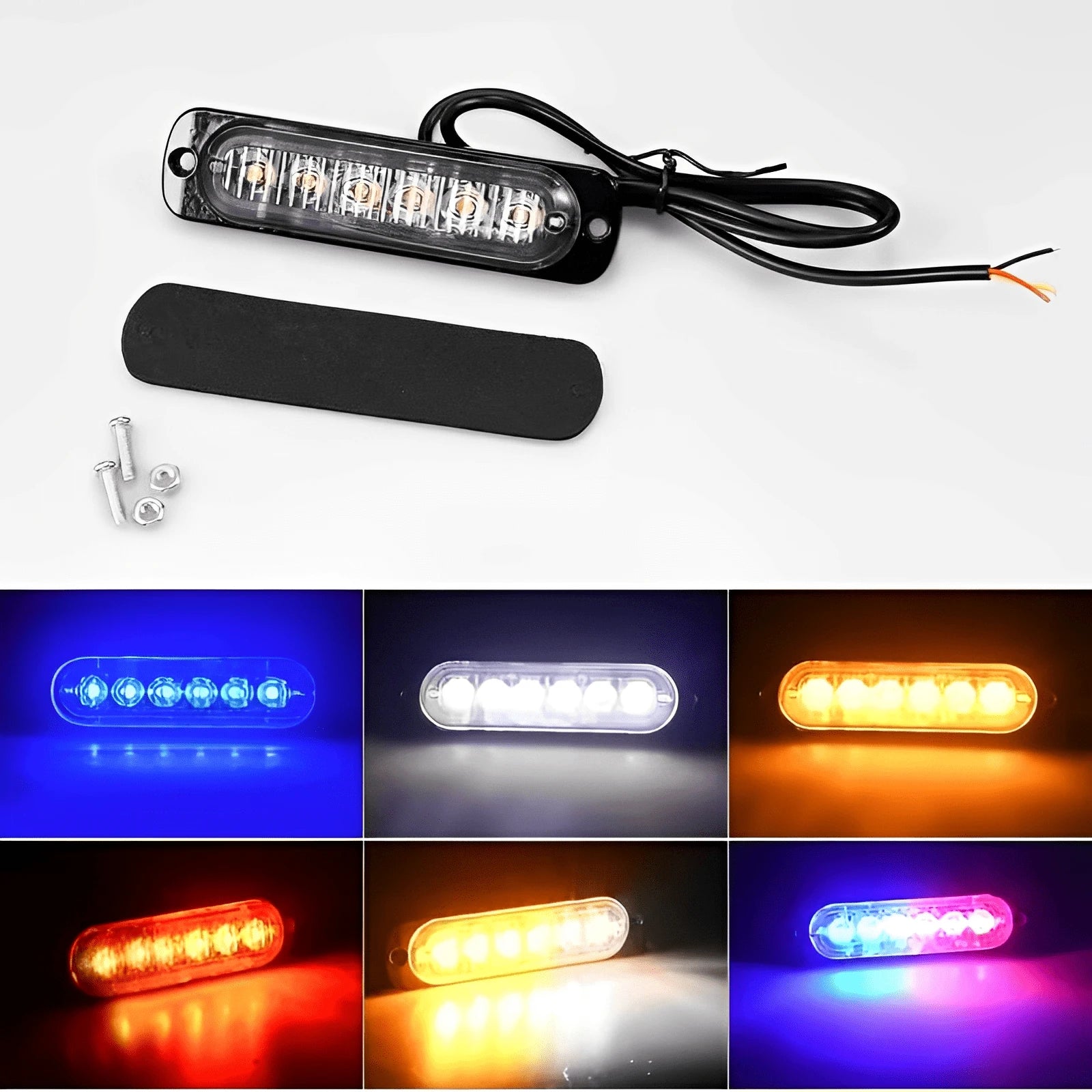 2 pzs Faro Led Patrulla Escolta Barra Lateral Estrobo