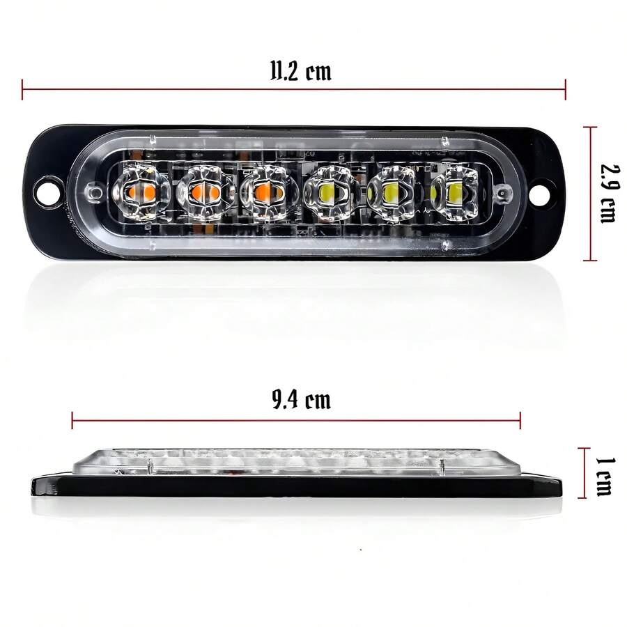 2 pzs Faro Led Patrulla Escolta Barra Lateral Estrobo