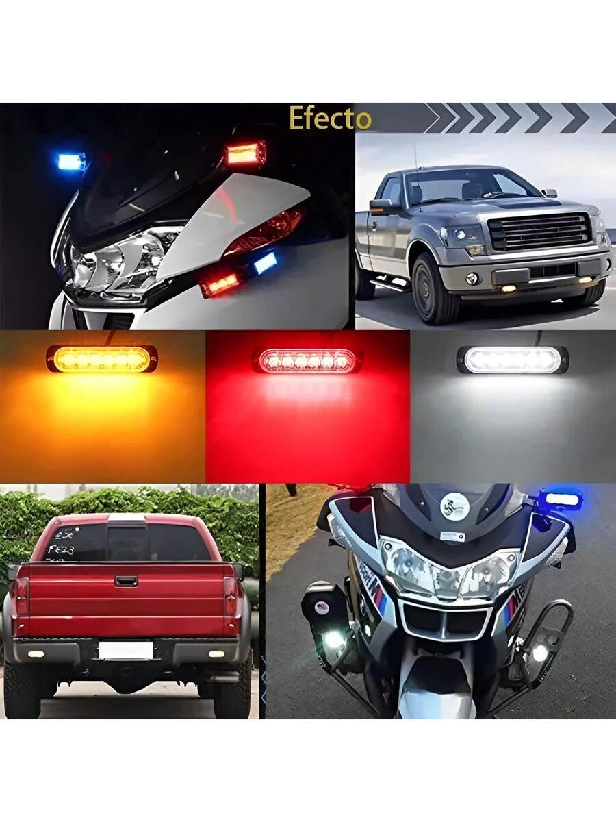 2 pzs Faro Led Patrulla Escolta Barra Lateral Estrobo