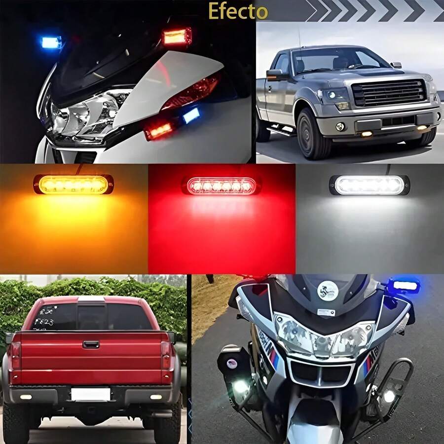 2 pzs Faro Led Patrulla Escolta Barra Lateral Estrobo