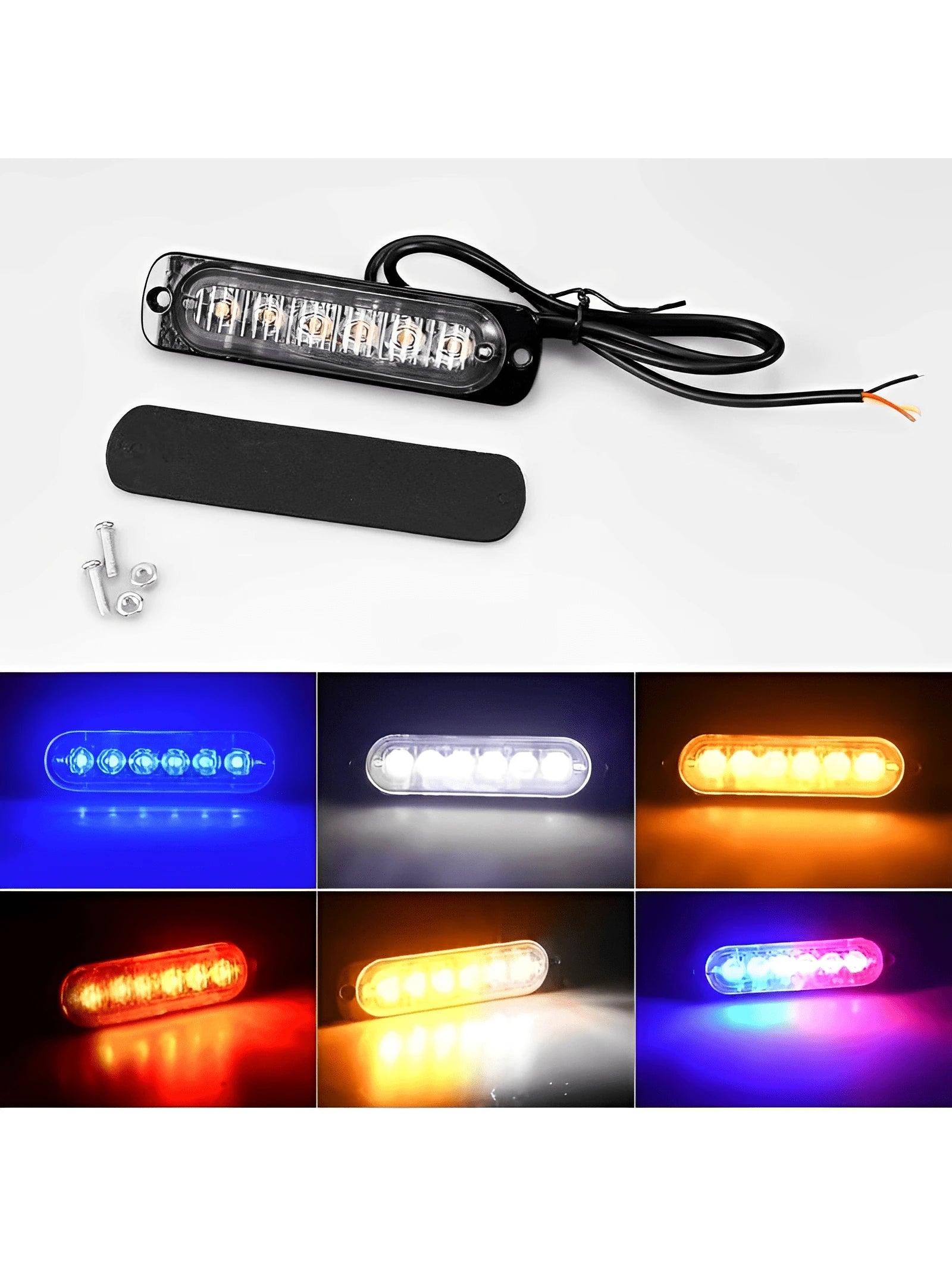 2 pzs Faro Led Patrulla Escolta Barra Lateral Estrobo