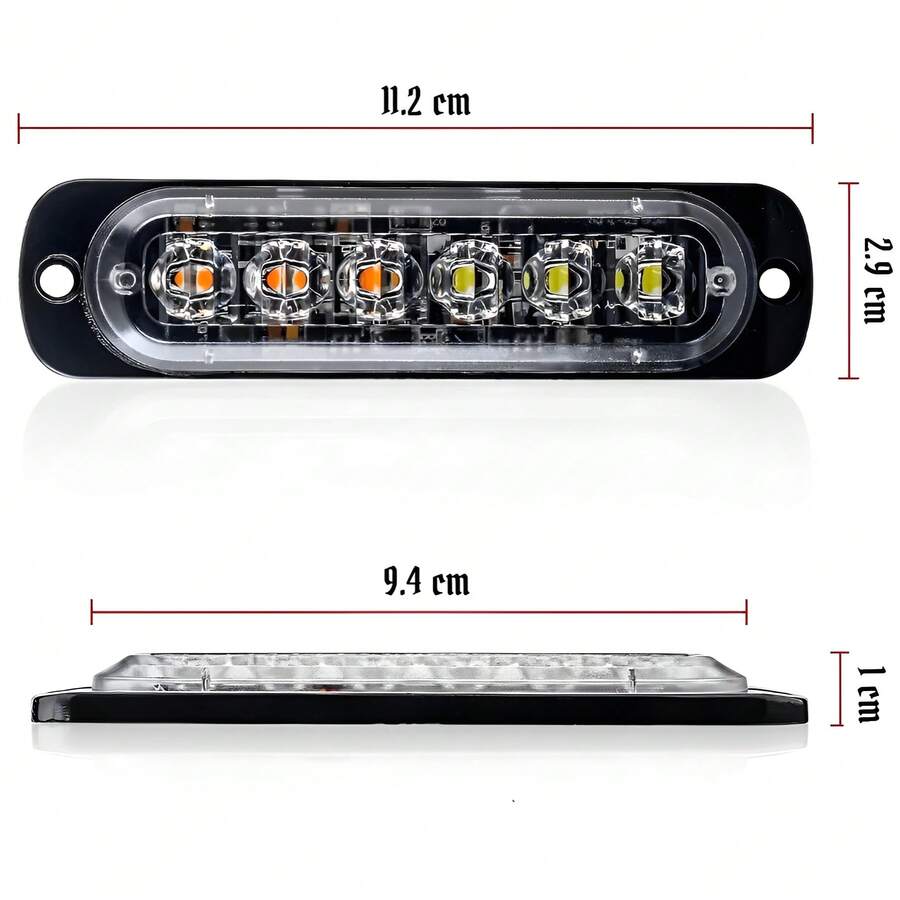 2 pzs Faro Led Patrulla Escolta Barra Lateral Estrobo