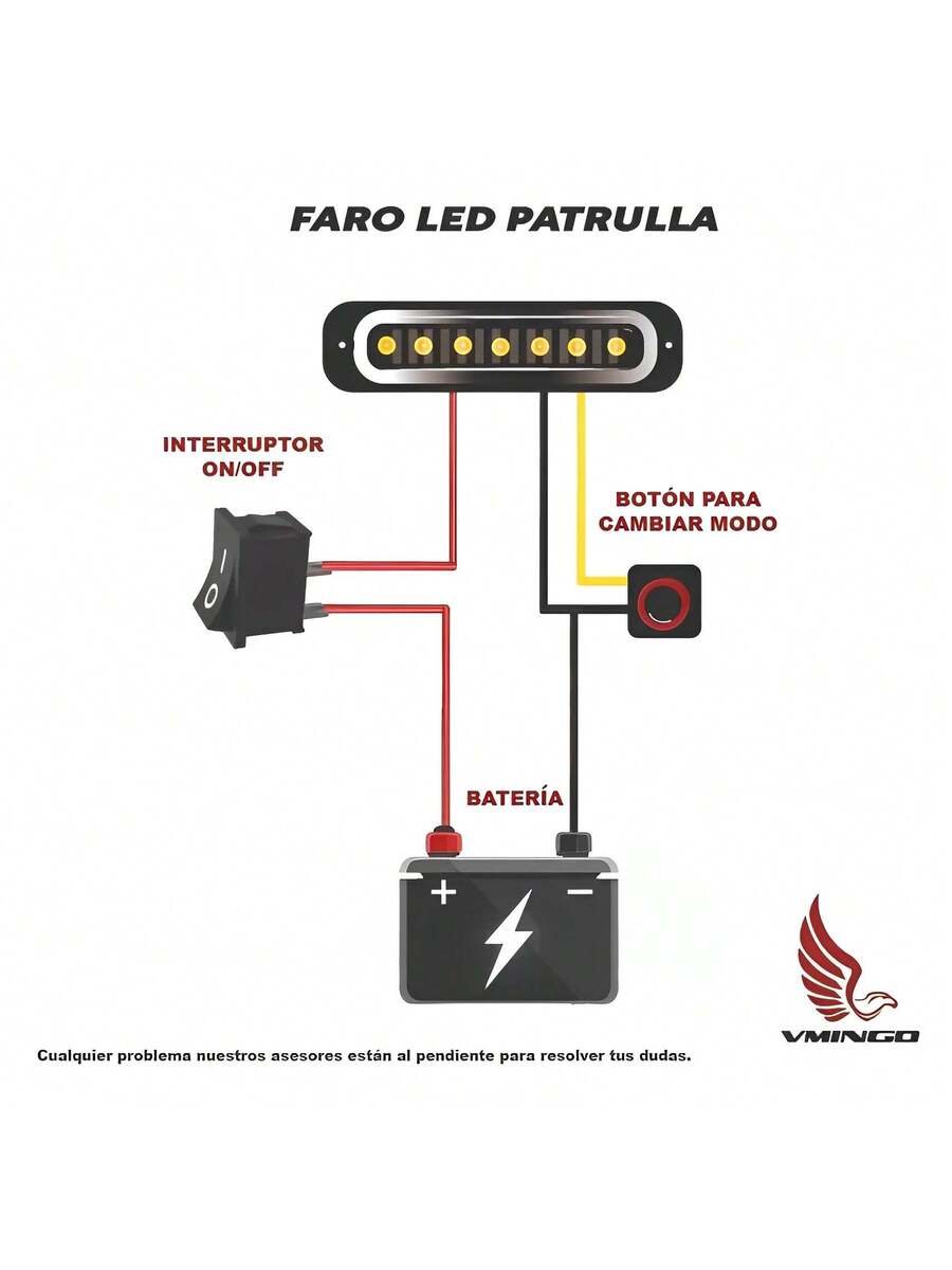 2 pzs Faro Led Patrulla Escolta Barra Lateral Estrobo
