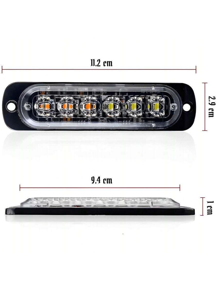 2 pzs Faro Led Patrulla Escolta Barra Lateral Estrobo