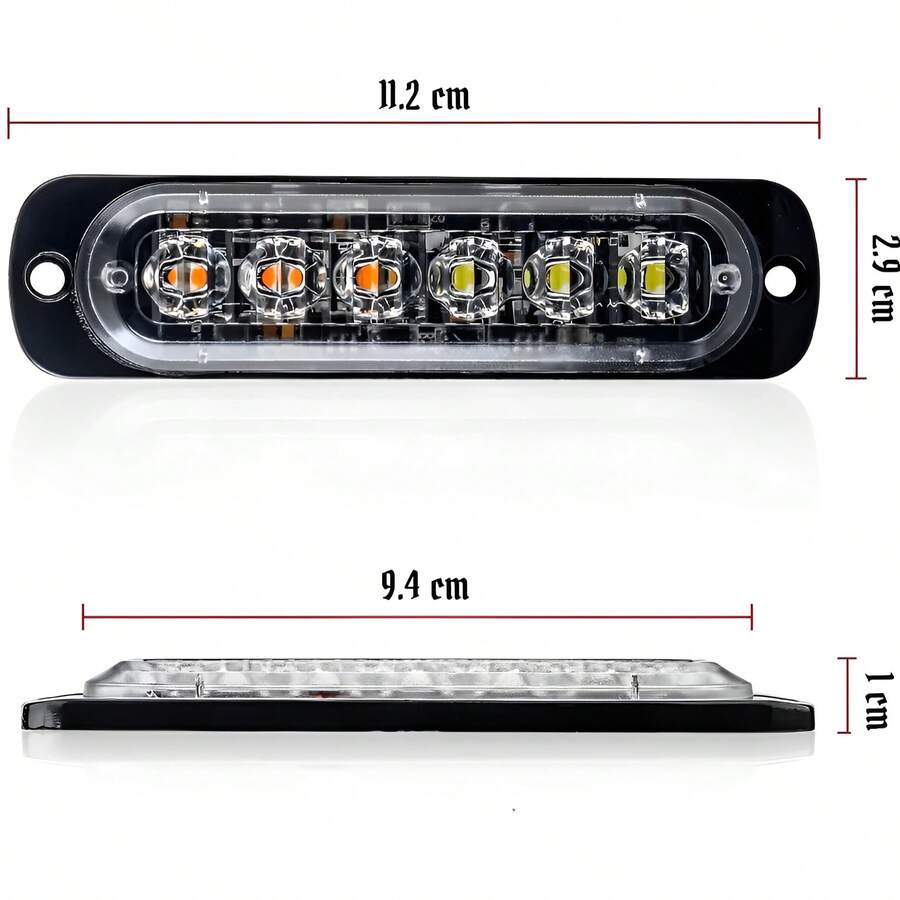 2 pzs Faro Led Patrulla Escolta Barra Lateral Estrobo