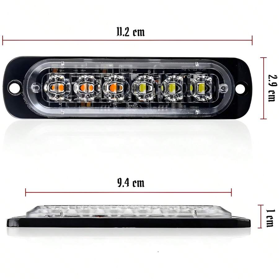 2 pzs Faro Led Patrulla Escolta Barra Lateral Estrobo