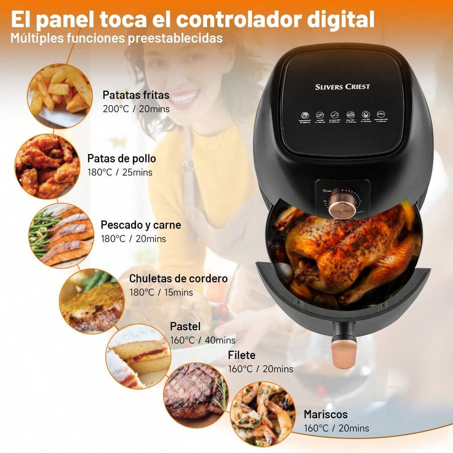 Freidora De Aire De 6l De Galón Compacta Color Negro