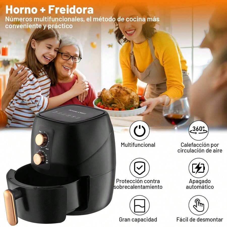 Freidora De Aire De 6l De Galón Compacta Color Negro